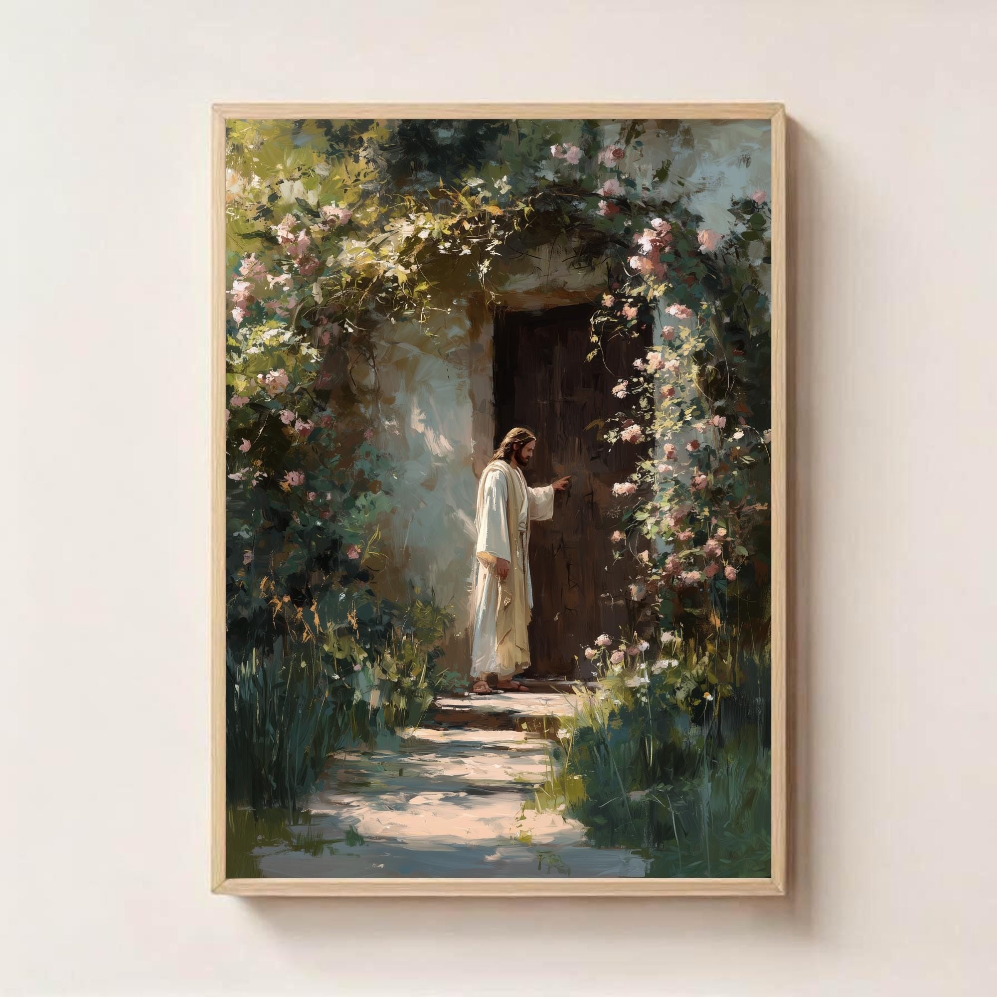 Jesus Knocking at the Door Art Print, Jesus Wall Art, Jesus Printable, Religious Home Decor, Faith Based Art, Christian Art Print, Bible Art
